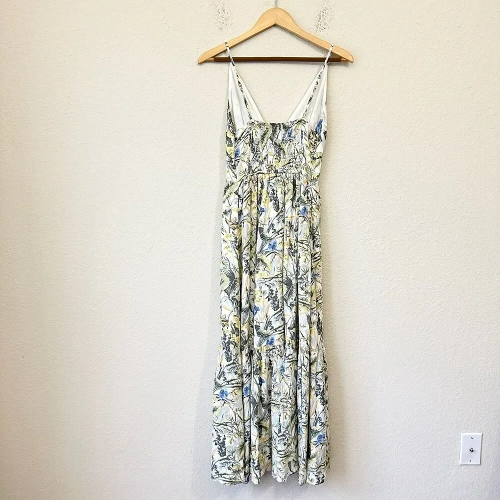 ABERCROMBIE & FITCH Plunge Maxi Dress in Multicolor Tropical Print NWT